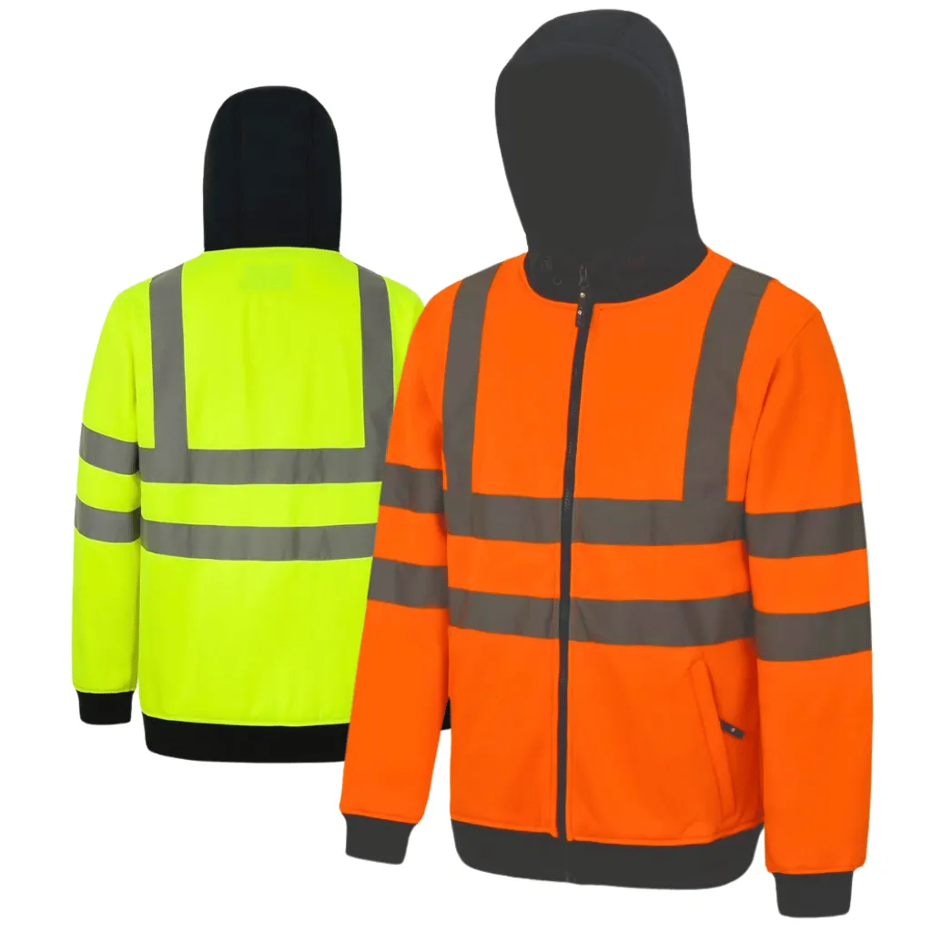 AQUA HI VIS FULL ZIP HOODED SWEATSHIRT EN ISO20471