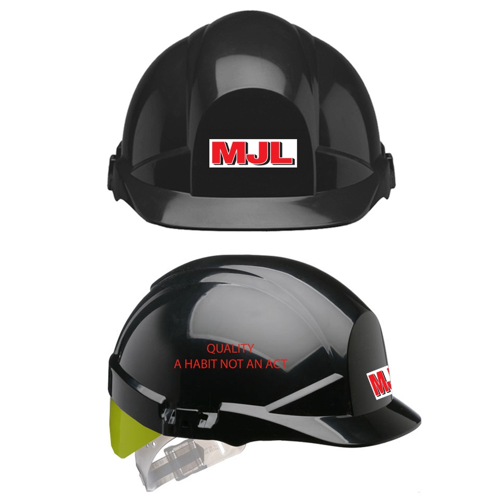 REFLEX SAFETY HELMET SLIP RATCHET BLACK C/W BRIGHT YELL FLASH