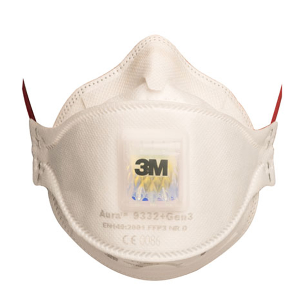 3M 9330+ FOLDABLE VALVED DUST FFP3V RESPIRATOR PK 10